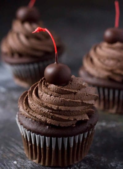 Chocolate Covered Cherry Cupcakes