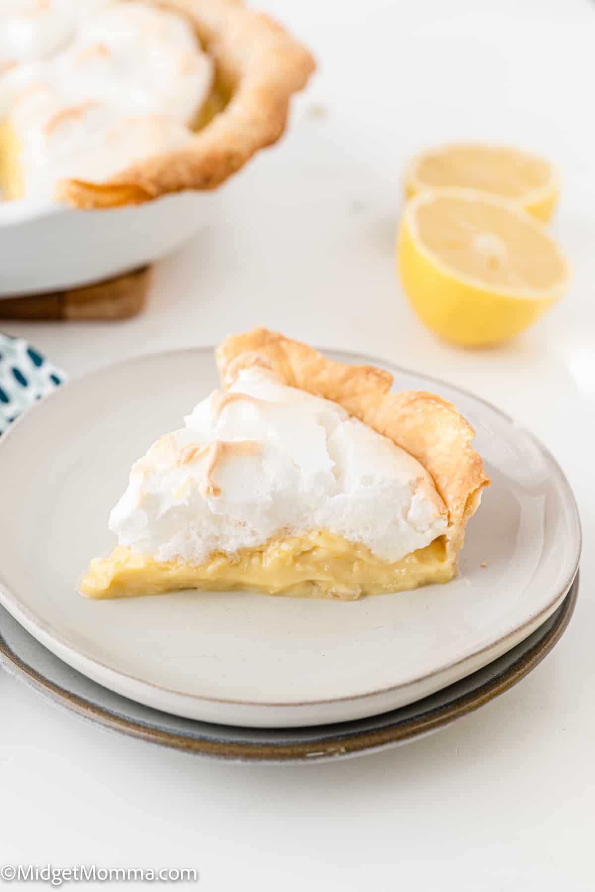 slice of Lemon Meringue Pie Recipe on a plate