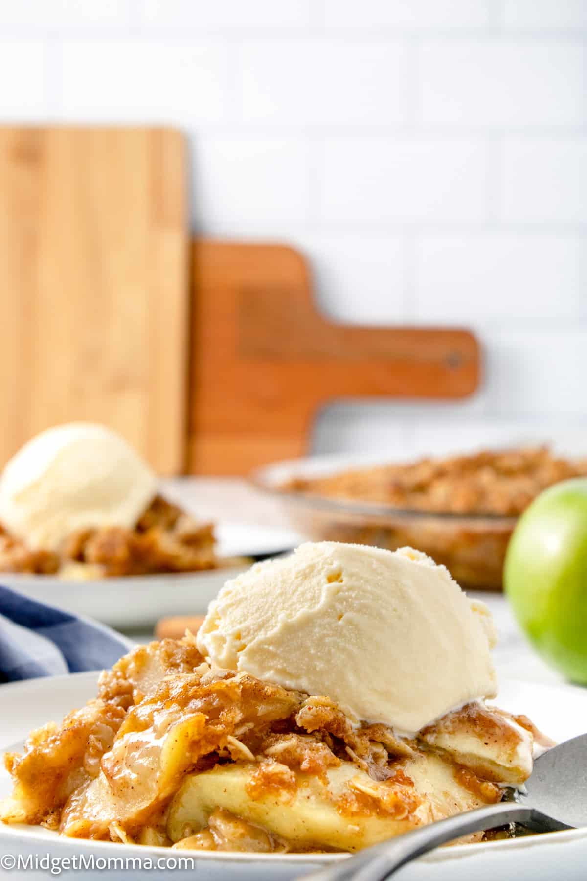 Apple Crisp recipe topped with ice cream