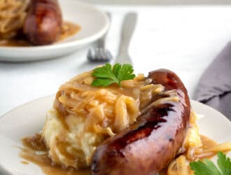 Bangers and Mash on a plate
