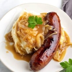 Bangers and Mash with onion gravy recipe