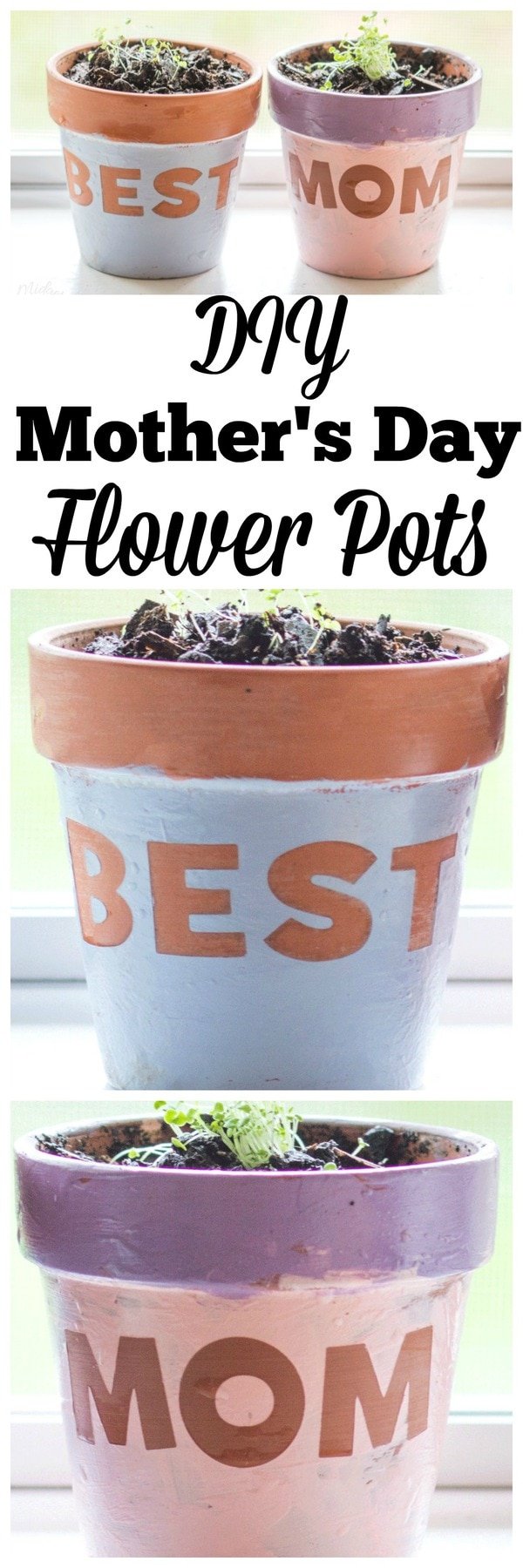 Diy Mother's Day Flower Pots - MidgetMomma - This is a great DIY Mother's Day gift. Easy enough that the uncrafty Dad can totally do this fun Mother's Day DIY git. 