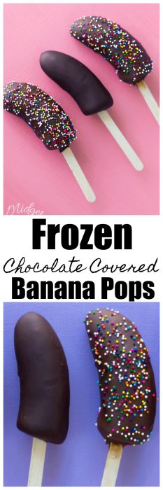 Frozen chocolate covered bananas are so easy to make and they make an awesome summertime treat!