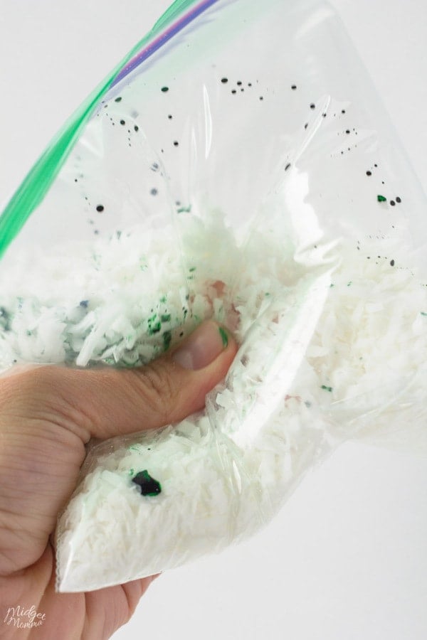 bag of coconut with food coloring