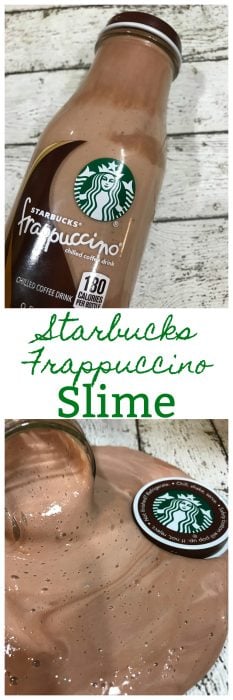 Starbucks Frappuccino Slime is a no borax slime recipe that is smooth and runs thru your fingers perfectly. Easy DIY Slime Recipe that looks just like a Starbucks Frappuccino drink! #Slime #EasySlime #DIYSlime #KidsSlime #NoBorax