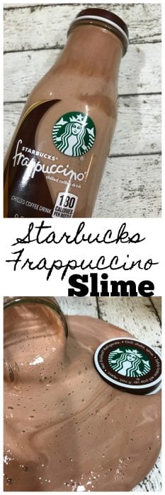 Starbucks Frappuccino Slime is a no borax slime recipe that is smooth and runs thru your fingers perfectly. Easy DIY Slime Recipe that looks just like a Starbucks Frappuccino drink!