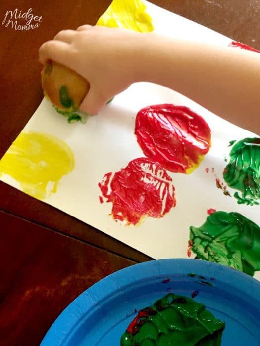 how to paint with apples preschool craft