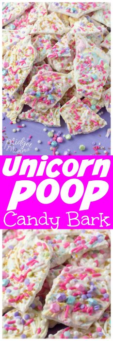 Unicorn Poop Bark Candy is such a fun and easy treat to make. It is the perfect Unicorn treat that everyone will love. Easy to make Unicorn Candy that the kids will love! #Unicorn #UnicornPoop #Poop #Candy #Bark #UnicornCandy