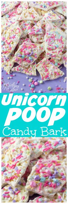 Unicorn Poop Bark Candy is such a fun and easy treat to make. It is the perfect Unicorn treat that everyone will love. Easy to make Unicorn Candy that the kids will love! #Unicorn #UnicornPoop #Poop #Candy #Bark #UnicornCandy