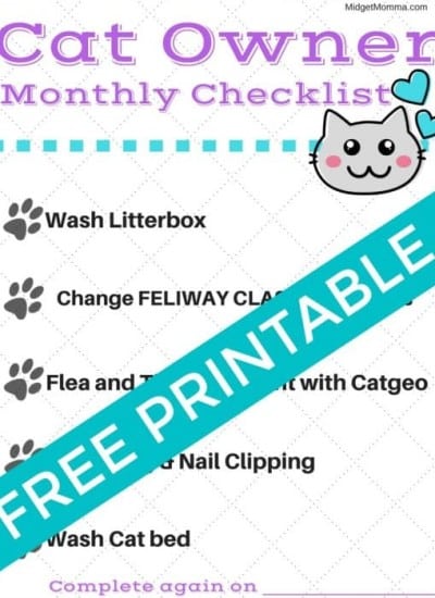 Cat Owner Monthly Checklist printable