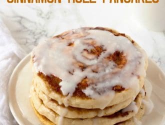 Cinnamon Roll Pancakes With Cream Cheese Glaze. AMAZING homemade Cinnamon that taste just like a cinnamon roll, but there is a lot less work! #Pancakes #CinnamonRoll #Cinnamon #Pancakes #Breakfast