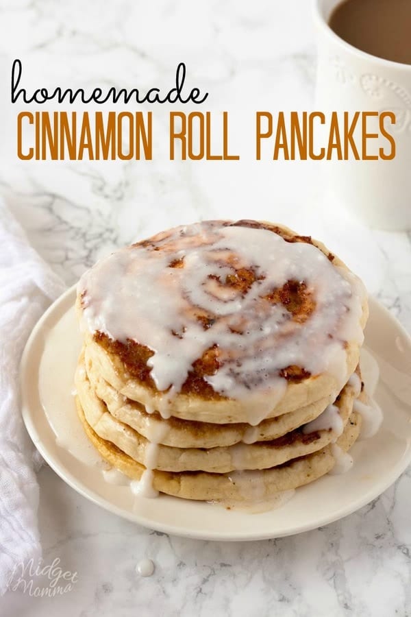 Cinnamon Roll Pancakes With Cream Cheese Glaze. AMAZING homemade Cinnamon that taste just like a cinnamon roll, but there is a lot less work! #Pancakes #CinnamonRoll #Cinnamon #Pancakes #Breakfast