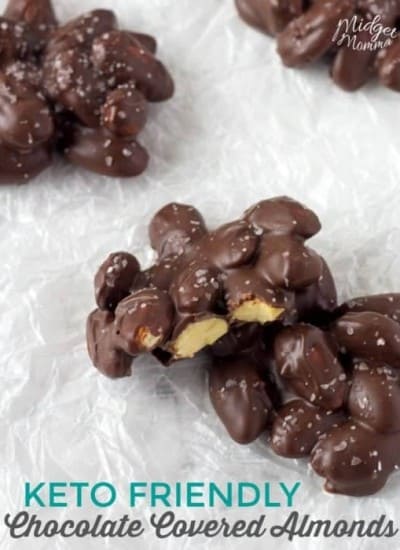 Keto Friendly Chocolate covered almonds are the perfect chocolate keto treat. #keto #chocolate #Lowcarb #Almonds #ChocolateCoveredAlmonds #ChocolateKeto #ChocolateAlmonds