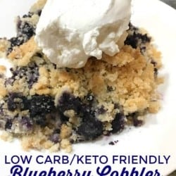 This Low carb Keto Blueberry Cobbler is the perfect easy summer dessert that is keto friendly and low carb. Easy blueberry dessert that every will enjoy. #Lowcarb #blueberry #keto #dessert #BlueberryDessert #KetoDessert #LowCarbDessert