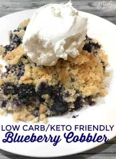 This Low carb Keto Blueberry Cobbler is the perfect easy summer dessert that is keto friendly and low carb. Easy blueberry dessert that every will enjoy. #Lowcarb #blueberry #keto #dessert #BlueberryDessert #KetoDessert #LowCarbDessert