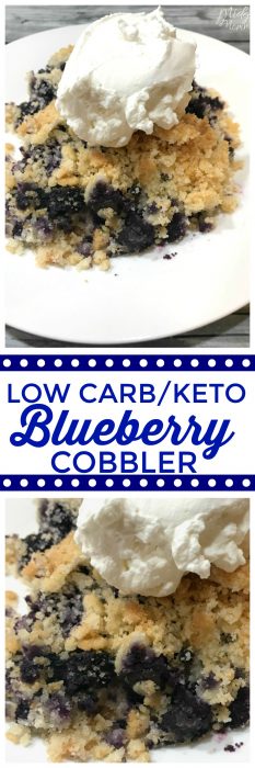 This Low carb Keto Blueberry Cobbler is the perfect easy summer dessert that is keto friendly and low carb. Easy blueberry dessert that every will enjoy. #Lowcarb #blueberry #keto #dessert #BlueberryDessert #KetoDessert #LowCarbDessert