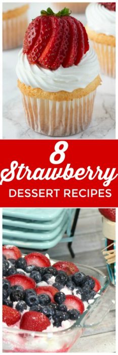 These Strawberry Dessert recipes are perfect for summer. Easy to make strawberry recipes that are perfect for your BBqs and summer desserts! #Strawberry #StrawberryDessert #StrawberryRecipe #StrawberryCupcake #Strawberry #Strawberries