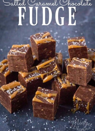 This Salted Caramel Chocolate Fudge is amazing. A fun twist on salted caramel fudge with a hint of chocolate! #fudge #caramel #chocolate #SaltedCarmel #ChocolateFudge #CaramelFudge #ChocolateCaramel