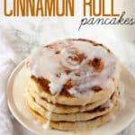 Cinnamon Roll Pancakes With Cream Cheese Glaze. AMAZING homemade Cinnamon that taste just like a cinnamon roll, but there is a lot less work! #Pancakes #CinnamonRoll #Cinnamon #Pancakes #Breakfast