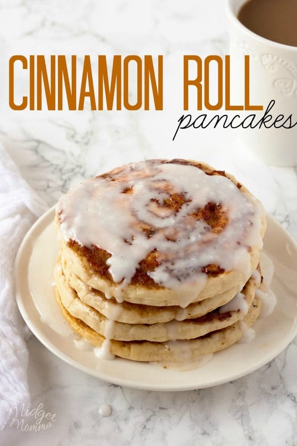 Cinnamon Roll Pancakes With Cream Cheese Glaze. AMAZING homemade Cinnamon that taste just like a cinnamon roll, but there is a lot less work! #Pancakes #CinnamonRoll #Cinnamon #Pancakes #Breakfast