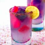 Unicorn lemonade is a fun and tasty color changing drink. Magical just like unicorns but super tasty this unicorn drink will be a hit for everyone. If you are a fan of the Unicorn Lemonade Starbucks drink then you are going to love making this fruity unicorn lemonade drink at home. This easy lemonade recipe is made with homemade lemonade! #Unicorn #Lemonade #HomemadeLemonade #unicorndrink #unicornfood #LemonadeRecipe