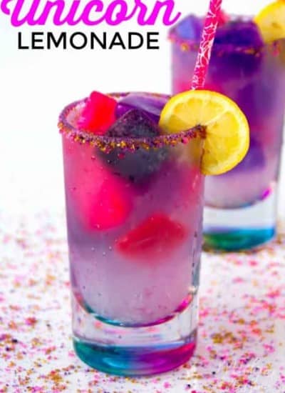 Unicorn lemonade is a fun and tasty color changing drink. Magical just like unicorns but super tasty this unicorn drink will be a hit for everyone. If you are a fan of the Unicorn Lemonade Starbucks drink then you are going to love making this fruity unicorn lemonade drink at home. This easy lemonade recipe is made with homemade lemonade! #Unicorn #Lemonade #HomemadeLemonade #unicorndrink #unicornfood #LemonadeRecipe