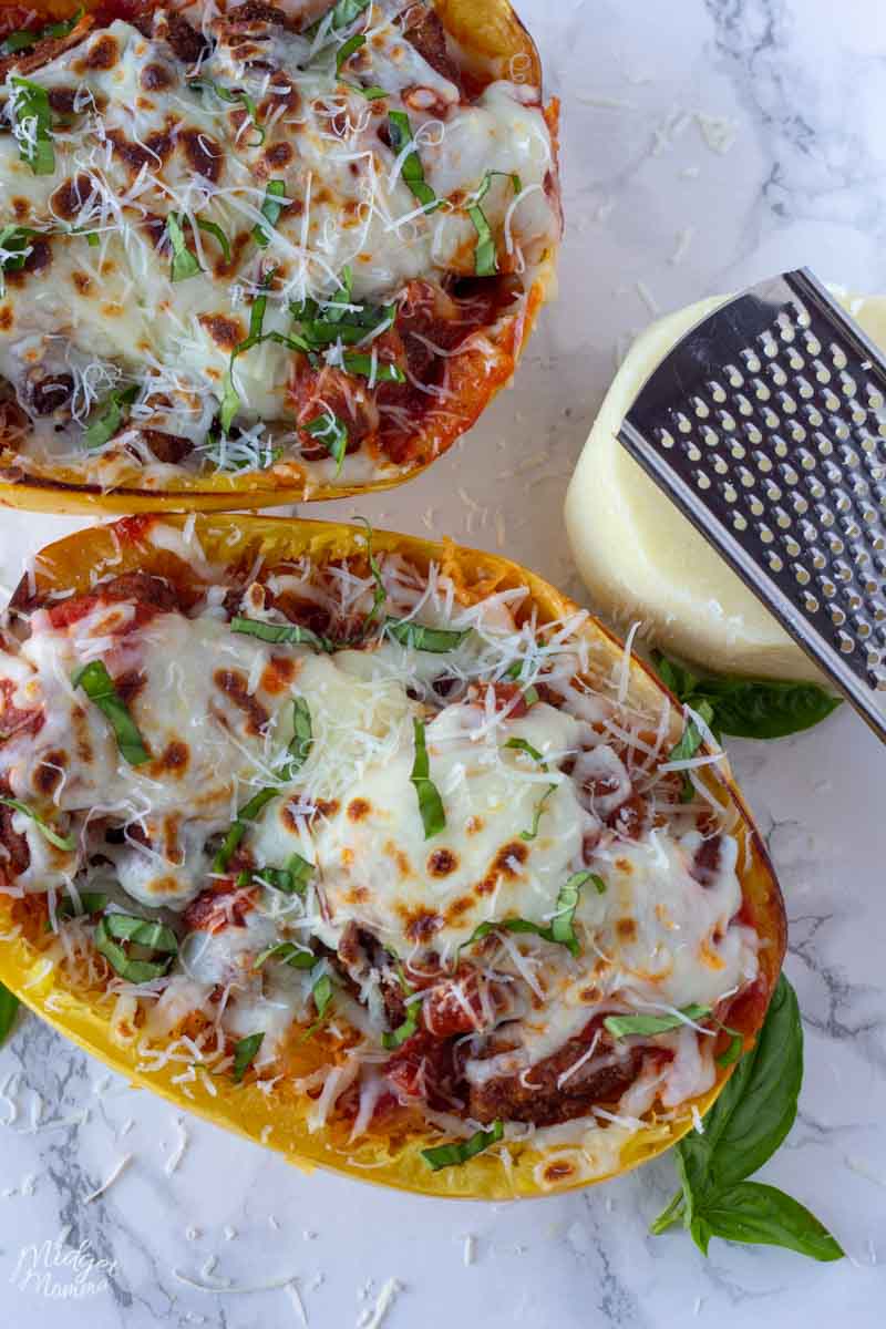 Chicken Parmesan Spaghetti Squash • MidgetMomma