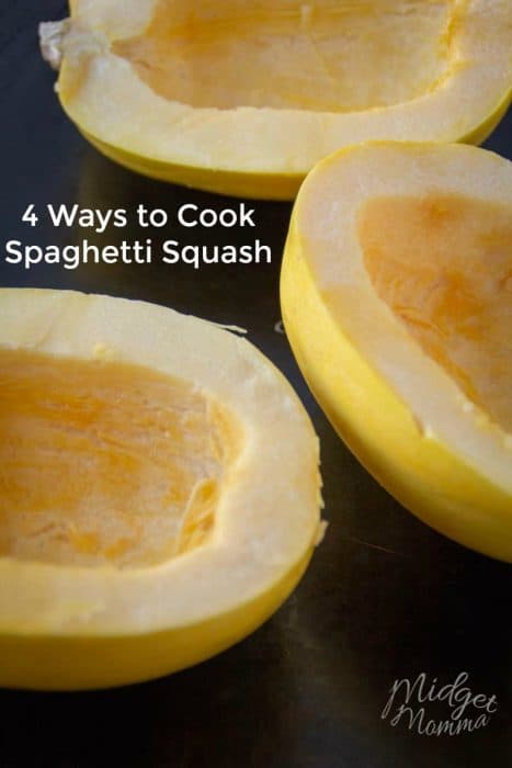 4 Ways to Cook Spaghetti Squash #SpaghettiSquash #InstantPotSpaghettiSquash #CrockpotSpaghettiSquash #OvenBakedSpaghettiSquash