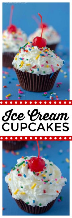 Making ice cream cupcakes is easy to do when you want a fun ice cream treat. Simple step by step directions for this fun summer dessert that everyone will love. You can use your favorite ice cream flavors to make these tasty ice cream cupcakes. Even better these are a no bake cupcake which is perfect for the summertime when it is hot! #Icecream #SummerDessert #IceCreamDessert #cupcake #nobakecupcake #nobake #IceCreamRecipe #CupcakeRecipe