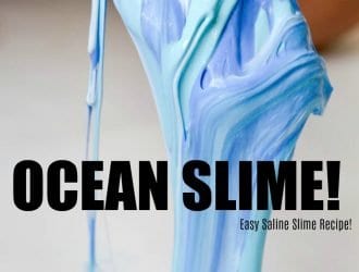 This kid friendly slime is borax free and kid safe! Easy kid friendly slime recipe that has the beautiful colors of the ocean! This homemade ocean slime is a simple slime recipe that is great for kids! #Slime #NoBorax #KidSlime #SlimeRecipe #EasySlime #SalineSlime