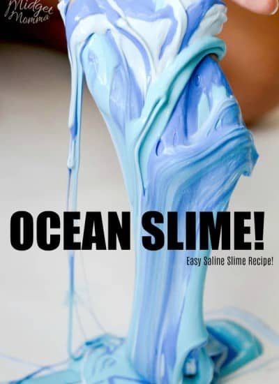 This kid friendly slime is borax free and kid safe! Easy kid friendly slime recipe that has the beautiful colors of the ocean! This homemade ocean slime is a simple slime recipe that is great for kids! #Slime #NoBorax #KidSlime #SlimeRecipe #EasySlime #SalineSlime