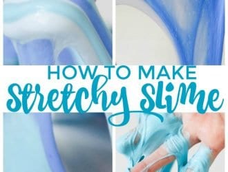 This Easy Stretchy Slime with No Borax or Liquid Starch is perfect for kids. This stretchy slime recipe has the perfect amount of stretch that kids will love playing with. Easy homemade slime recipe that all kids will love because it is easy to make and has a ton of stretch! #Slime #SlimeRecipe #Blue #StretchySlime #SlimeRecipe #ColoredSlime #EasySlime #HomemadeSlime