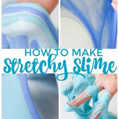 This Easy Stretchy Slime with No Borax or Liquid Starch is perfect for kids. This stretchy slime recipe has the perfect amount of stretch that kids will love playing with. Easy homemade slime recipe that all kids will love because it is easy to make and has a ton of stretch! #Slime #SlimeRecipe #Blue #StretchySlime #SlimeRecipe #ColoredSlime #EasySlime #HomemadeSlime
