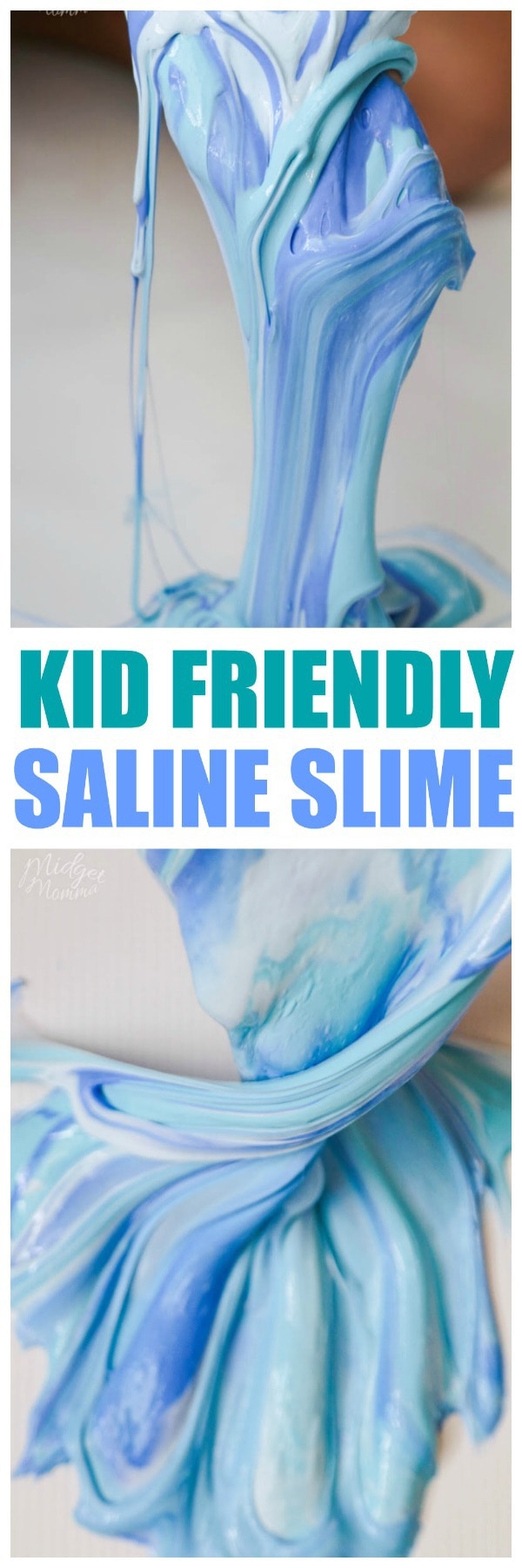 This kid friendly slime is borax free and kid safe! Easy kid friendly slime recipe that has the beautiful colors of the ocean! This homemade ocean slime is a simple slime recipe that is great for kids! #Slime #NoBorax #KidSlime #SlimeRecipe #EasySlime #SalineSlime