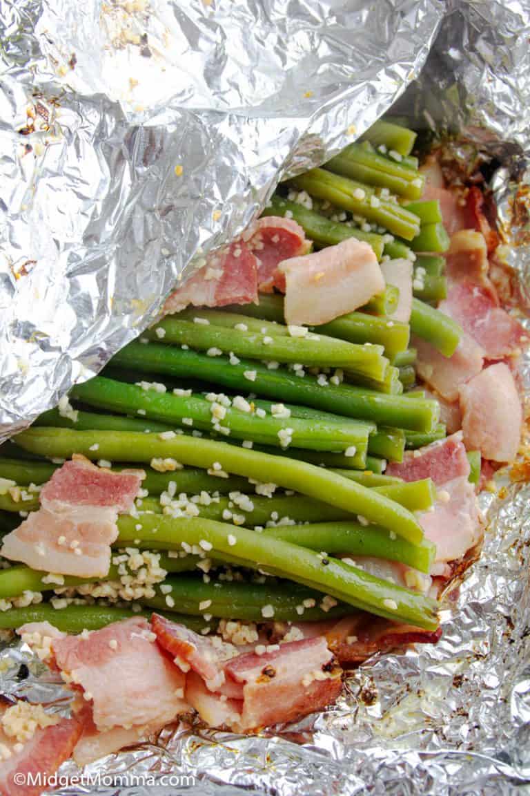 Easy Grilled Fresh Green Beans with Bacon (And Garlic!)