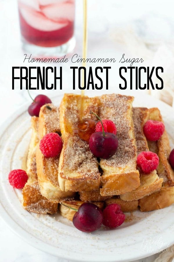 This easy homemade french toast stick recipe is the perfect breakfast. Once you make these Cinnamon and Sugar Homemade French Toast Sticks you will never want to eat frozen french toast sticks again! I have been told these easy french toast sticks taste just like cinnamon and sugar doughnuts! #MidgetMomma #breakfast #FrenchToast #Cinnamon #Sugar #FrenchToastSticks #EasyRecipe