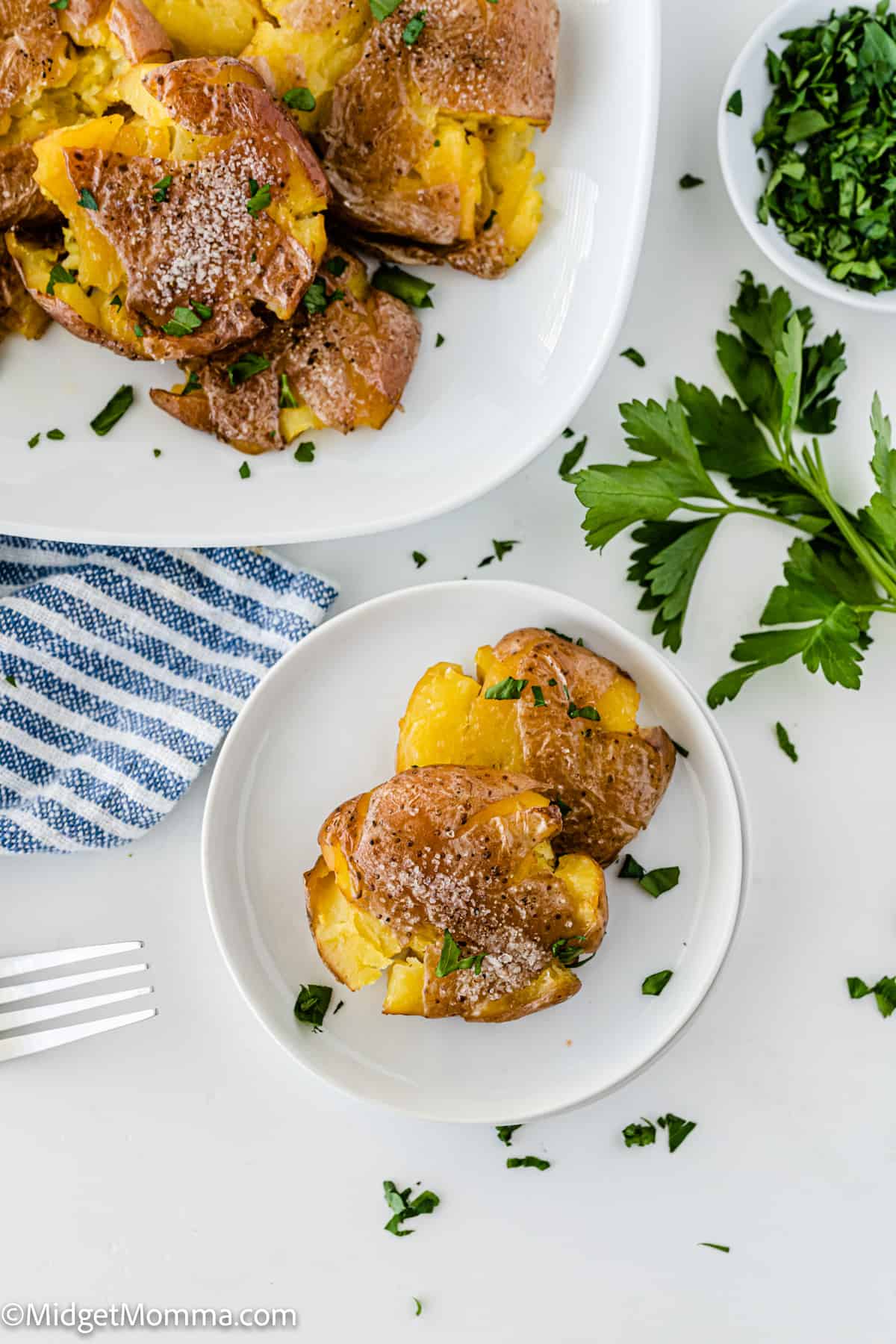 overhead photo of Crispy Smashed Potatoes