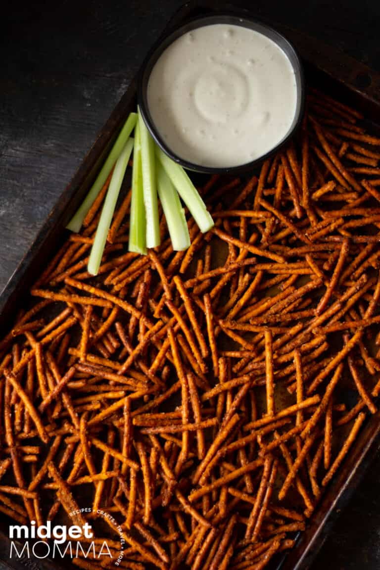 Buffalo Wing Pretzel Sticks • MidgetMomma