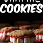 These Vampire cookies are perfect for Halloween. A homemade Chocolate chip cookie, with homemade buttercream frosting, marshmallows and almond slivers make these one creepy and tasty Halloween cookie!