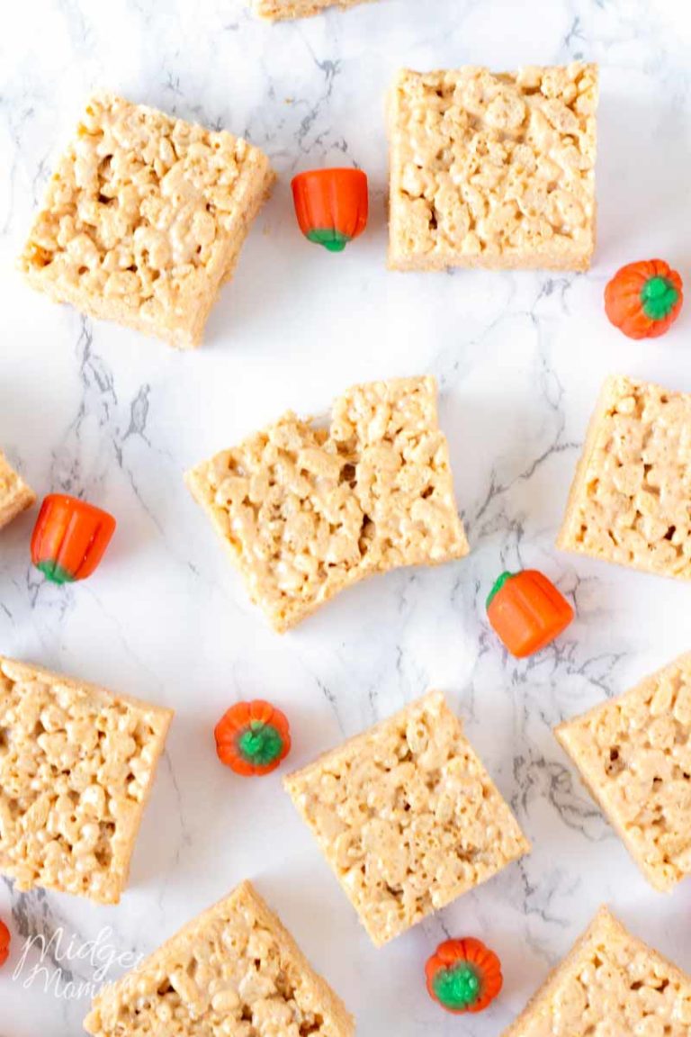 Easy Pumpkin Spice Rice Krispie Treats • MidgetMomma