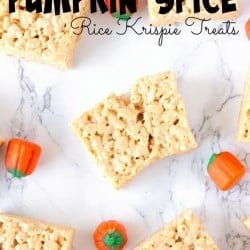 These Pumpkin Spice Rice Krispie treats are amazing and so easy to make. This easy pumpkin spice dessert is perfect for when you need a quick and tasty pumpkin spice dessert! #pumpkin #PumpkinSpice #PumpkinSpiceRecipe #RiceKrispie #FallDessert