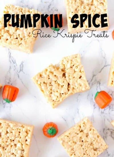 These Pumpkin Spice Rice Krispie treats are amazing and so easy to make. This easy pumpkin spice dessert is perfect for when you need a quick and tasty pumpkin spice dessert! #pumpkin #PumpkinSpice #PumpkinSpiceRecipe #RiceKrispie #FallDessert
