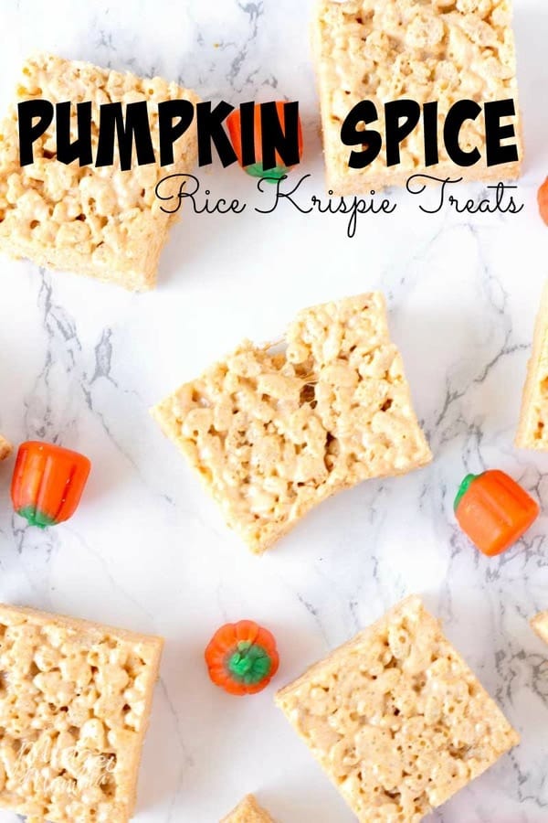 These Pumpkin Spice Rice Krispie treats are amazing and so easy to make. This easy pumpkin spice dessert is perfect for when you need a quick and tasty pumpkin spice dessert! #pumpkin #PumpkinSpice #PumpkinSpiceRecipe #RiceKrispie #FallDessert
