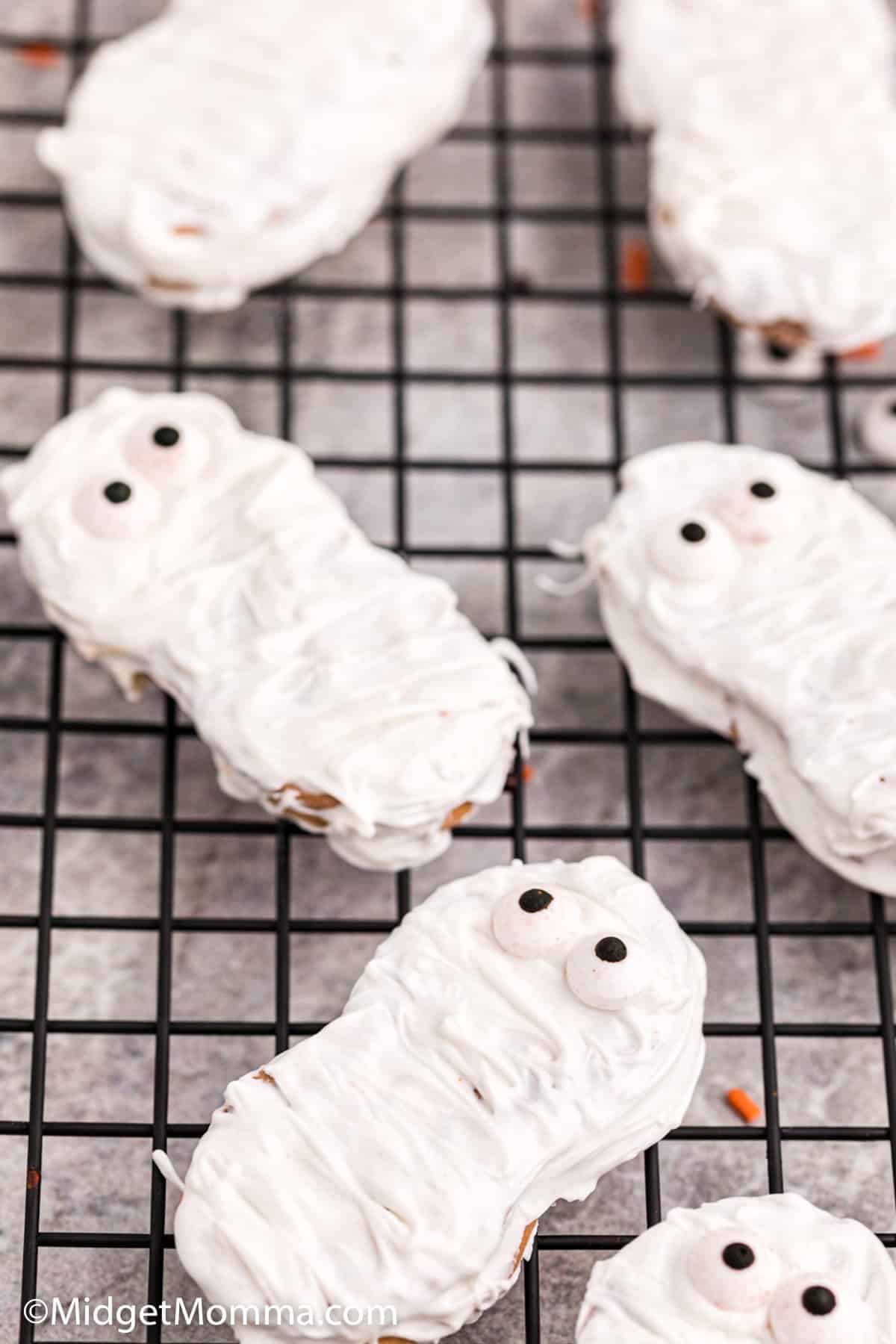 Chocolate Dipped Nutter Butter Mummy Cookies