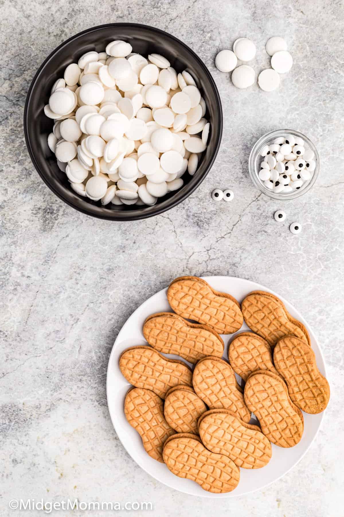 Chocolate Dipped Nutter Butter Mummy Cookies ingredients