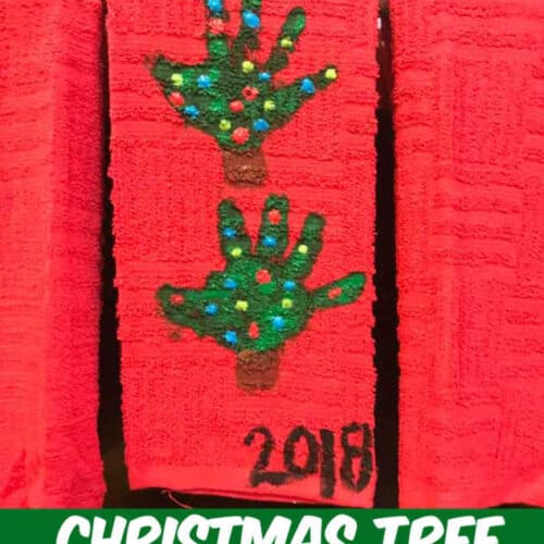Handprint Christmas Tree Kitchen Towels • MidgetMomma