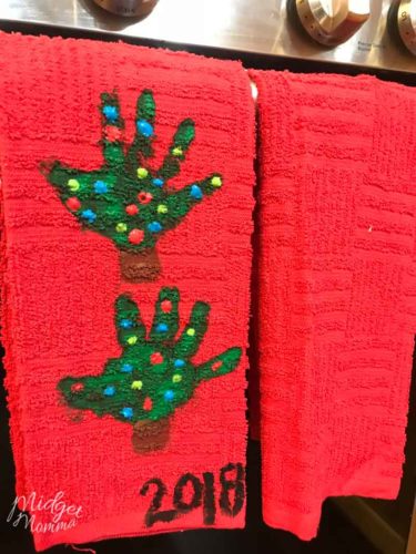 Handprint Christmas Tree Kitchen Towels • MidgetMomma