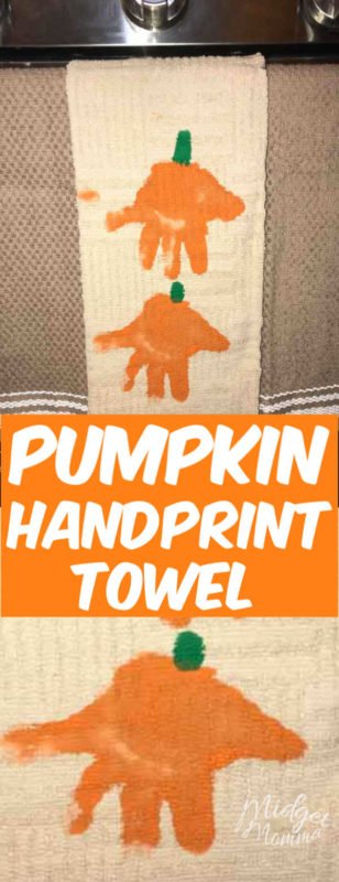 Turn your kids handprints in to adorable pumpkins with this Pumpkin Handprint Towels craft!