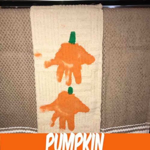 Pumpkin Handprint Towels Craft • MidgetMomma