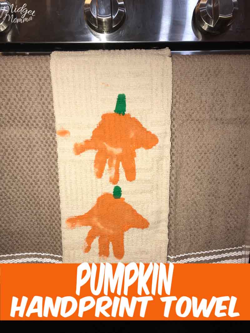 Turn your kids handprints in to adorable pumpkins with this Pumpkin Handprint Towels craft!